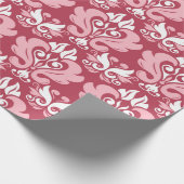 赤のフローラのシームレスなパターン。赤とベ淡い色のージュ ラッピングペーパー (角)