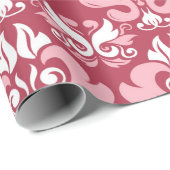 赤のフローラのシームレスなパターン。赤とベ淡い色のージュ ラッピングペーパー (ロールコーナー)
