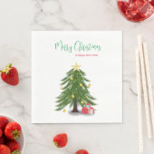 赤のプレゼントがあるクリスマスツリー スタンダードランチョンナプキン (インサイチュ)