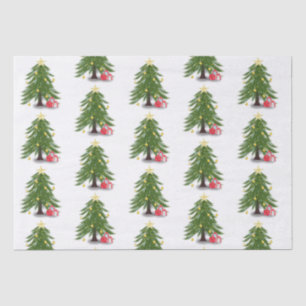 赤のプレゼントがあるクリスマスツリー 薄葉紙