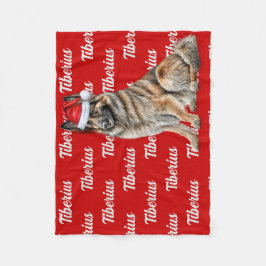 赤のベルギーテルヴレンと名前クリスマスドッグ フリースブランケット