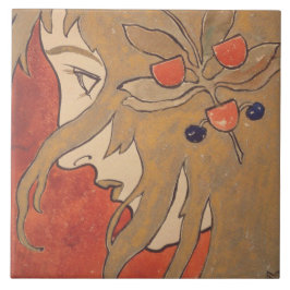 赤のポートレート（Koloman Moser著） タイル