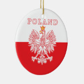 赤のポーランド人のワシが付いているポーランド セラミックオーナメント (右)