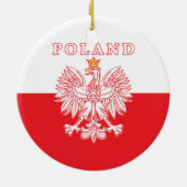 赤のポーランド人のワシが付いているポーランド セラミックオーナメント (裏面)