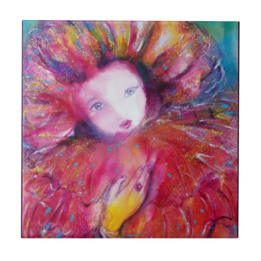 赤のマスク/ベネチアンマスカレードボール,明るい赤紫色 タイル (正面)