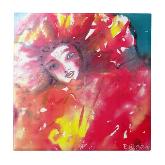 赤のマスク/ベネチアンマスカレードボール、黄色 タイル (正面)