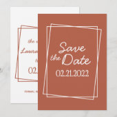 赤のミニマルな日付を手書きで保存 招待状 (正面/裏面)