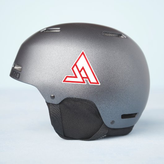 赤のミニマルレターVAモノグラム シール (ヘルメット側面)