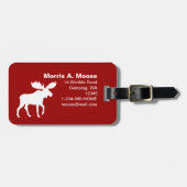 赤のムースシルエット（白） ラゲッジタグ (正面横)