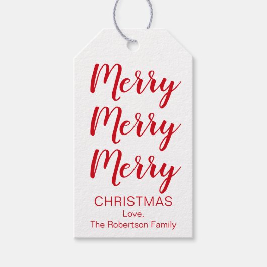 赤のメリークリスマスラベルまたは色の選択 ギフトタグ (正面)