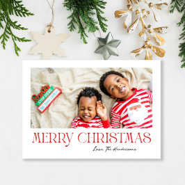 赤のメリークリスマス - シンプルな写真カード シーズンカード