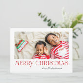 赤のメリークリスマス - シンプルな写真カード シーズンカード (スタンド正面)
