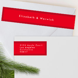 赤のモダンシンプルミニマル結婚 ラップアラウンドラベル