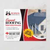 赤のモダン専門家の信頼性の高い屋根の修復シングル ポストカード (正面)