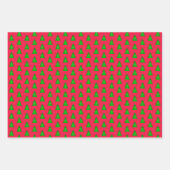 赤のモダン緑の幾何学的なクリスマスツリー ラッピングペーパーシート (正面2)