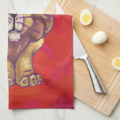 赤のライオンクリスマス キッチンタオル (四つ折り)