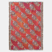 赤のライオンクリスマス スローブランケット (正面縦)