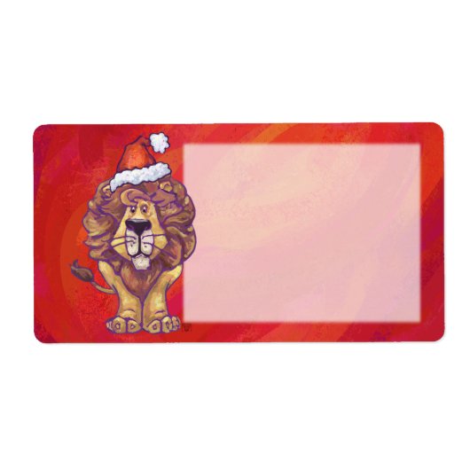 赤のライオンクリスマス ラベル (正面)