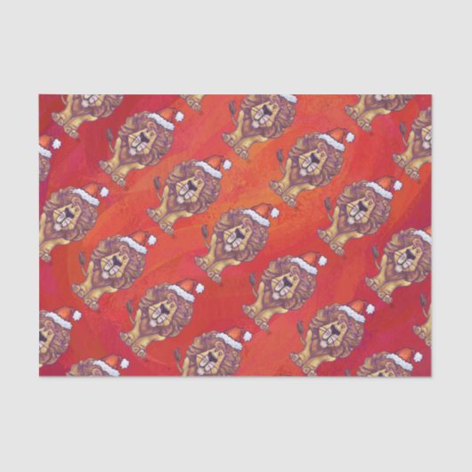 赤のライオンクリスマス 薄葉紙 (正面)