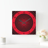 赤のラブサークル-色を追加お気に入りのする スクエア壁時計 (ホーム)