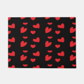 赤のラブハートが黒 ドアマット (正面)