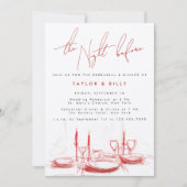 赤のリハモダンーサルの前結婚夜 招待状 (正面)