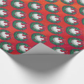 赤のリースパターンのゴルフ・ボール ラッピングペーパー (角)