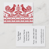 赤のルースターのクロスステッチパロシアのターン 名刺 (正面/裏面)