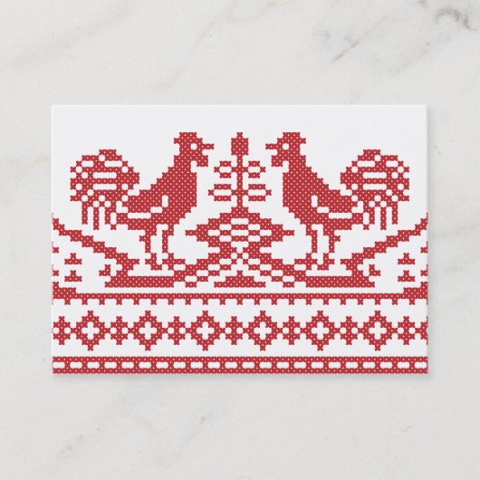 赤のルースターのクロスステッチパロシアのターン 名刺 (正面)