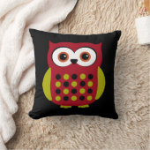 赤のレトロのフクロウ クッション (ブランケット)