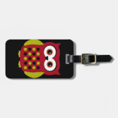 赤のレトロのフクロウ ラゲッジタグ (正面横)