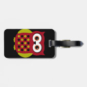 赤のレトロのフクロウ ラゲッジタグ (裏面横)