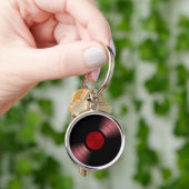 赤のレトロのレコードのアルバム キーホルダー (手)