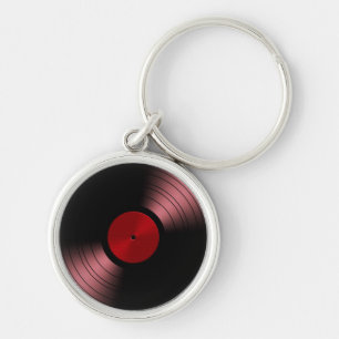 赤のレトロのレコードのアルバム キーホルダー