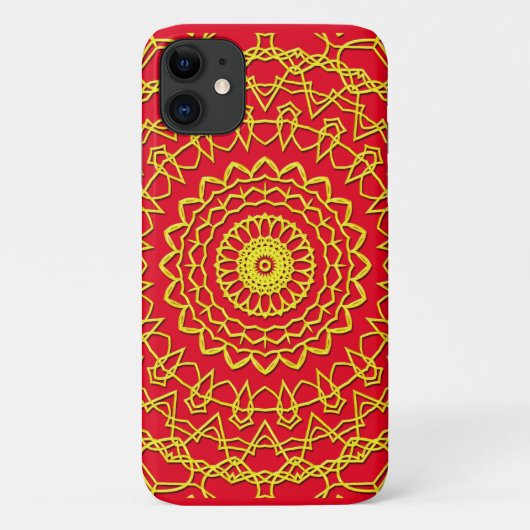 赤のレースのよう金ゴールドカラー円形デザイン Case-Mate iPhoneケース (裏面)
