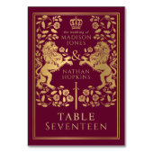 赤のロイヤル メディアン ライオン ウェディング テーブルナンバー (正面)