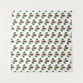 赤のロモダンーズと緑のホリーパターン タペストリー (正面(横))