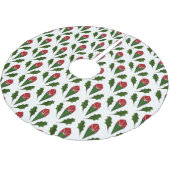 赤のロ鮮やかーズと緑のホリーパターン ブラッシュドポリエステルツリースカート (アングル)