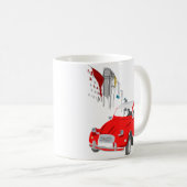 赤のヴィンテージのスタイルのシトロエン2CV車が付いているマグ コーヒーマグカップ (正面右)