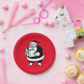 赤のヴィンテージX-Masの黒い及び白人の読むサンタ ペーパープレート (パーティー)