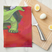 赤の上に亀のクリスマス キッチンタオル (四つ折り)