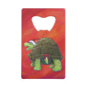 赤の上に亀のクリスマス クレジットカード栓抜き (裏面)