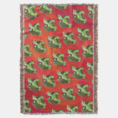 赤の上に亀のクリスマス スローブランケット (正面縦)