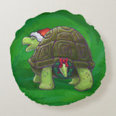 赤の上に亀のクリスマス ラウンドクッション (裏面)