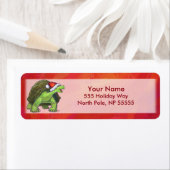 赤の上に亀のクリスマス ラベル (インサイチュ)