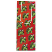 赤の上に亀のクリスマス ワインギフトバッグ (正面)