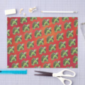 赤の上に亀のクリスマス 薄葉紙 (クラフト)