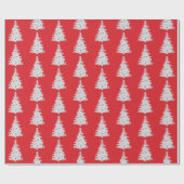 赤の上に愛国的なクリスマスツリー ラッピングペーパー (フラット)