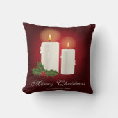 赤の上に白いクリスマスキャンドルと文字 クッション (正面)