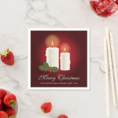 赤の上に白いクリスマスキャンドルと文字 スタンダードカクテルナプキン (インサイチュ)